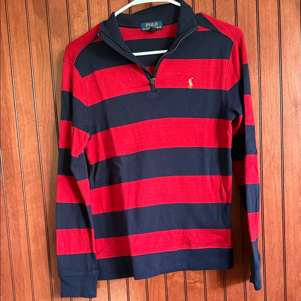 Polo by Ralph Lauren Men's Bold Red and Black Zip-Up Sweater